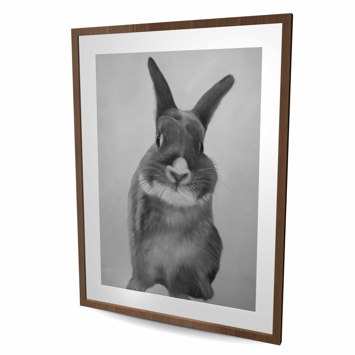 C1FM3648T88KM6 36 x 48 in. Funny Gray Rabbit - Hyperrealist Pets Framed Print for Decor