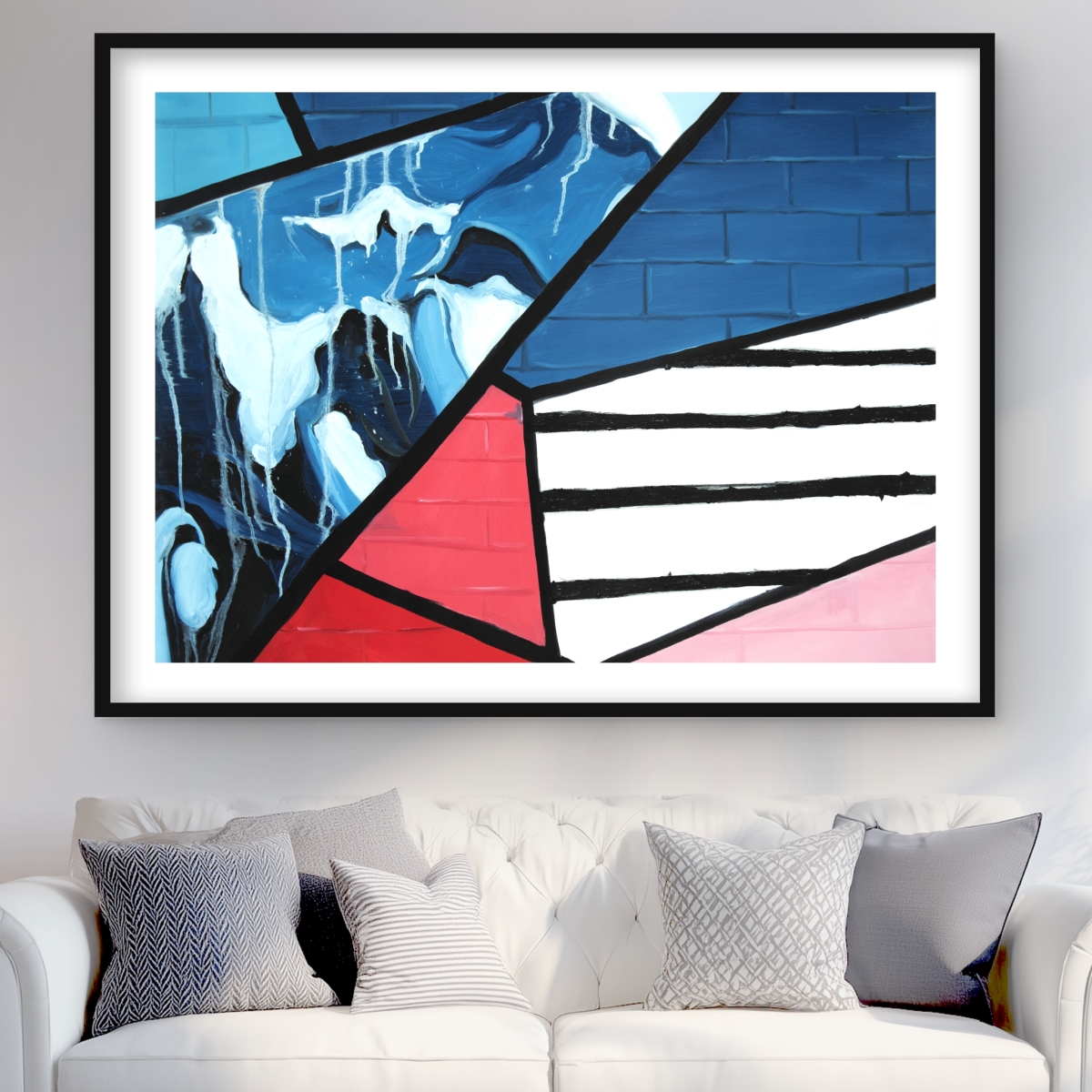 C1FM3648UJCY05 36 x 48 in. Diagonal Unity - Pattern Pop Art Framed Matted Print Decor