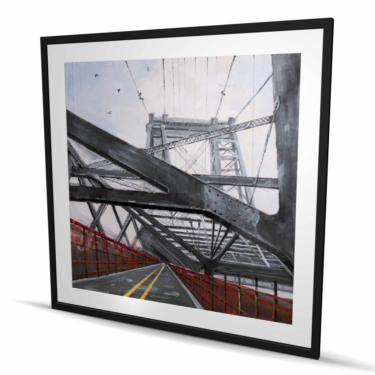 C1FM4848JWW1U2 48 x 48 in. Bridge Architecture - Gray Architecture Framed Matted Print