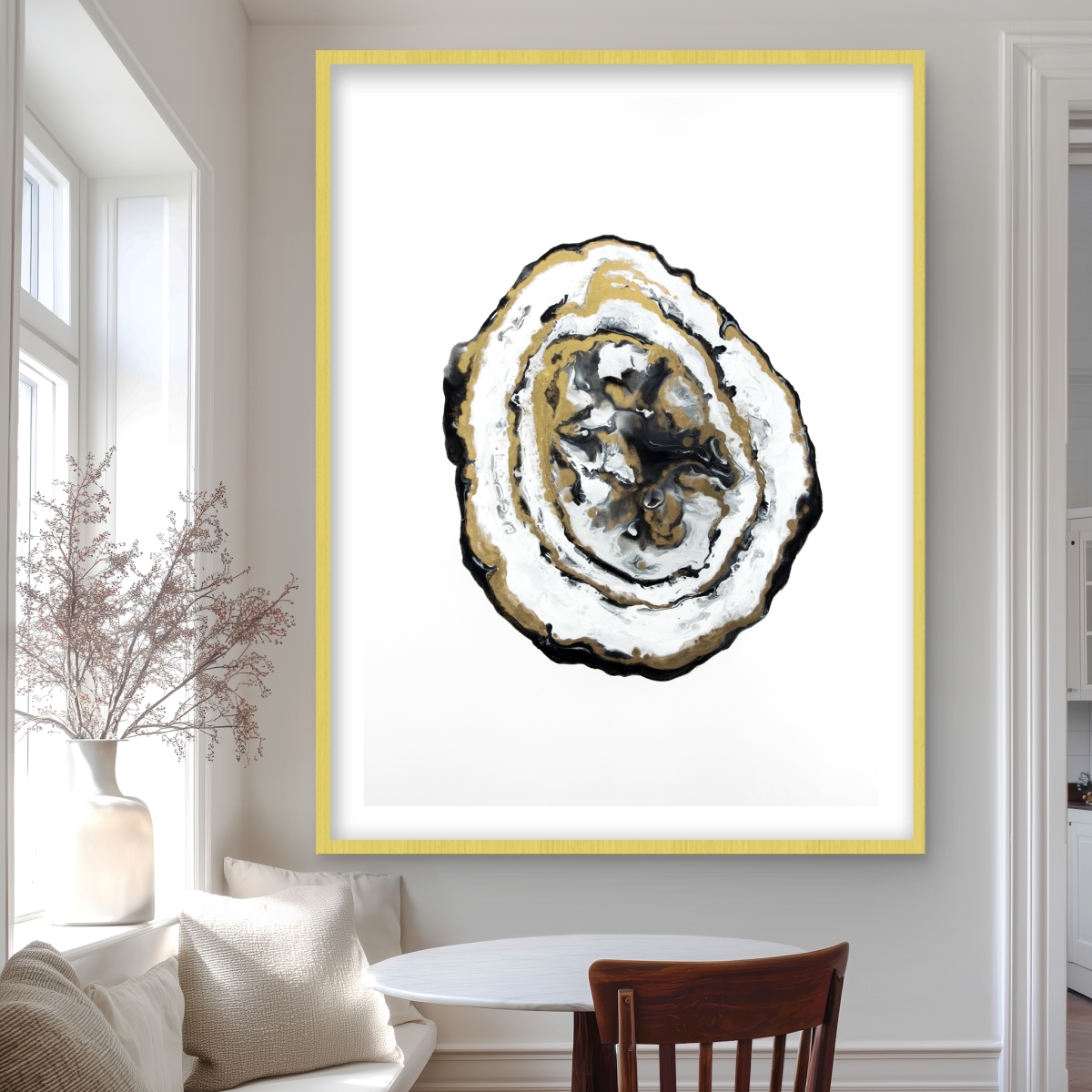 C1FM3648UN6TM3 36 x 48 in. Golden Geode - Black Abstract Framed Matted Print for Decor