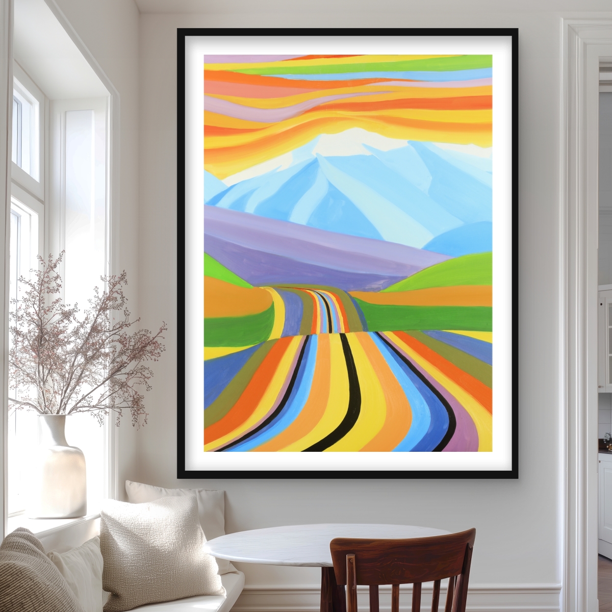 C1FM3648VMMFBG 36 x 48 in. Mountain Road Multicolored - Modern Framed Print for Decor