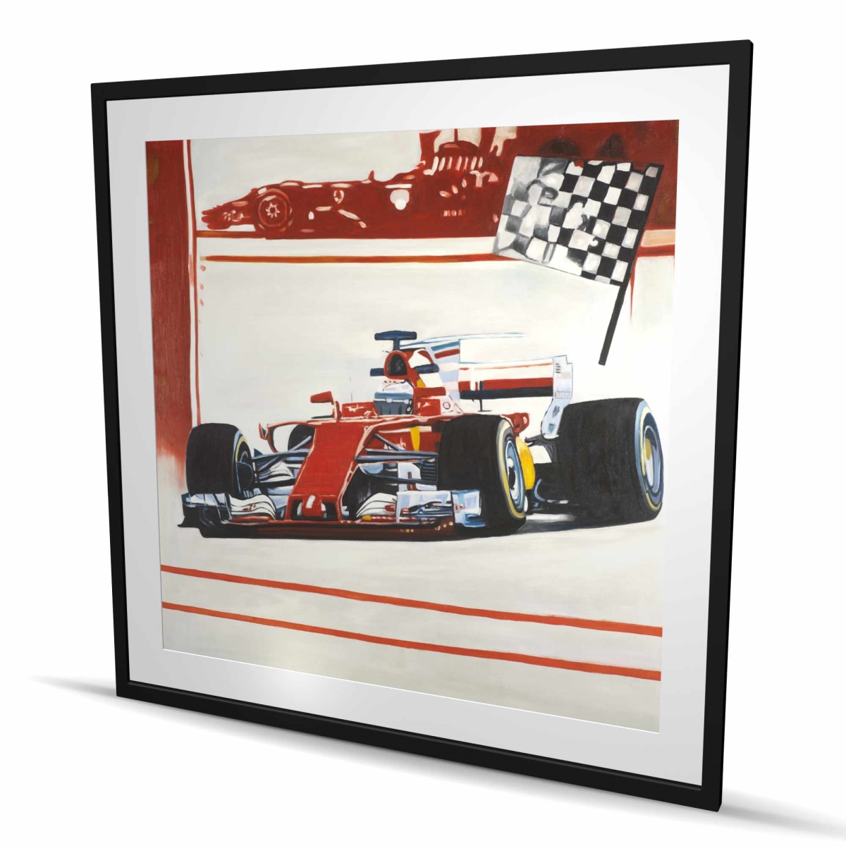 C1FM48481ZVD63 48 x 48 in. Motorsport Scenic Man Cave Framed Matted Print - Home Decor