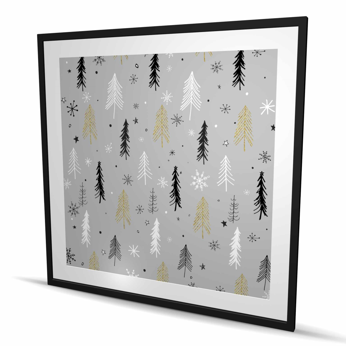 C1FM48483F812A 48 x 48 in. Christmas Tree Pattern - Framed Matted Print for Home Decor