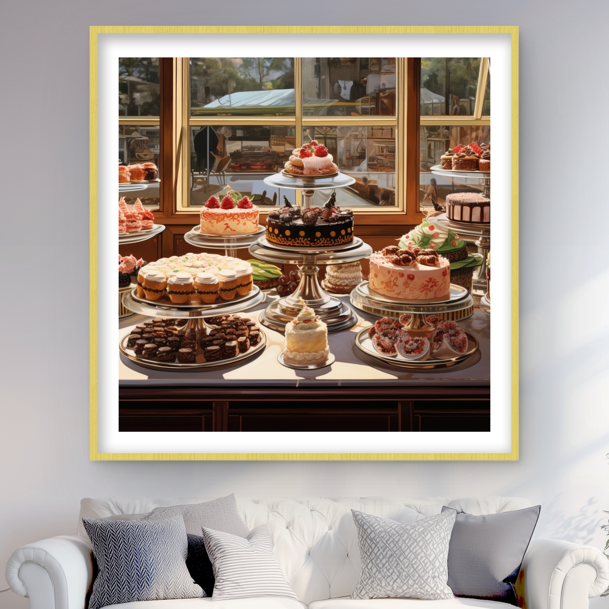 C1FM4848CSTKD5 48 x 48 in. Feast - Kitchen Contemporary Framed Matted Print for Decor