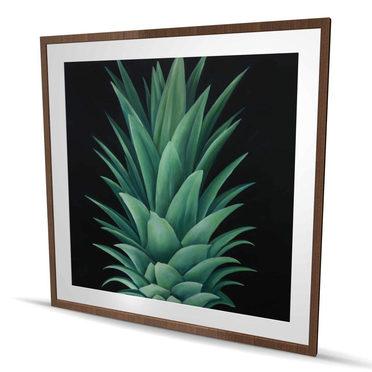 C1FM4848F3C2HO 48 x 48 in. Pineapple Leaves - Kitchen Exotic Framed Matted Print Decor