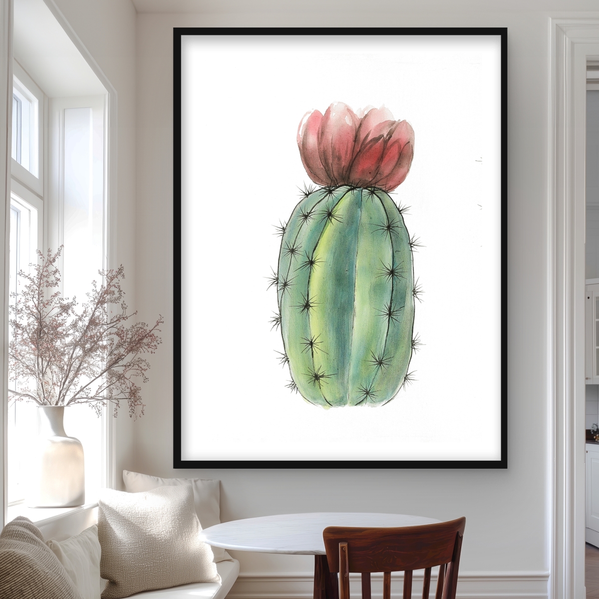 C1FM3648SJG8S8 36 x 48 in. Tiny Cactus Set - Green Illustrative Framed Print for Decor