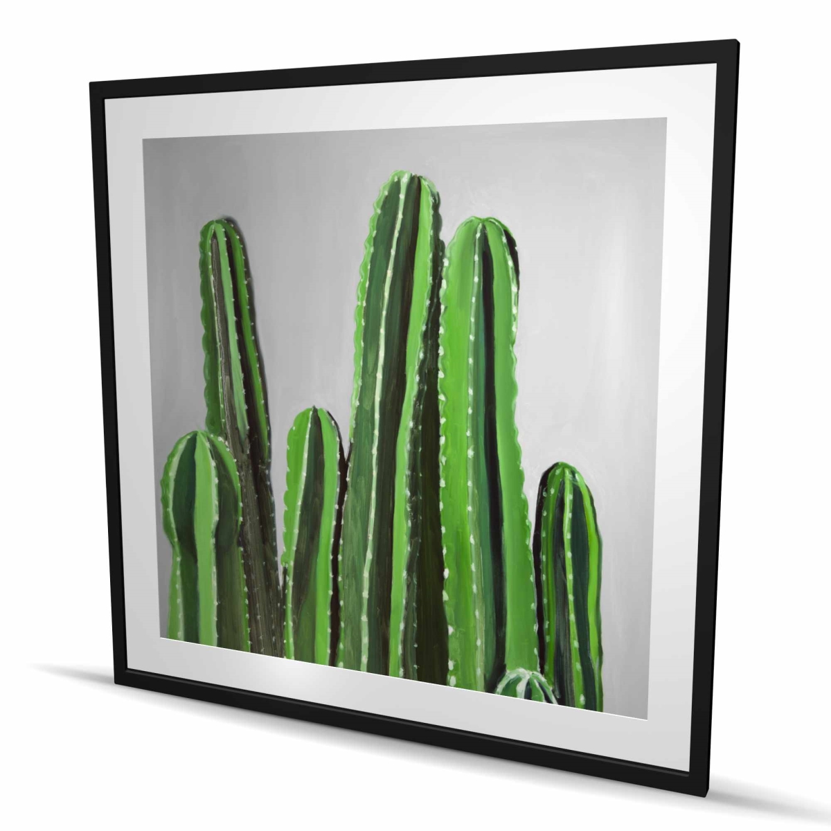 C1FM4848DF1URL 48 x 48 in. Cactus Candles - Modern Framed Matted Print for Home Decor