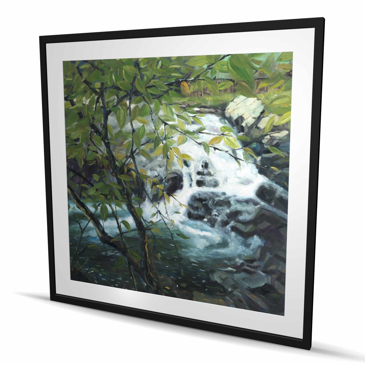 C1FM4848IU9M21 48 x 48 in. Peaceful Fall - Contemporary Bathroom Framed Matted Print