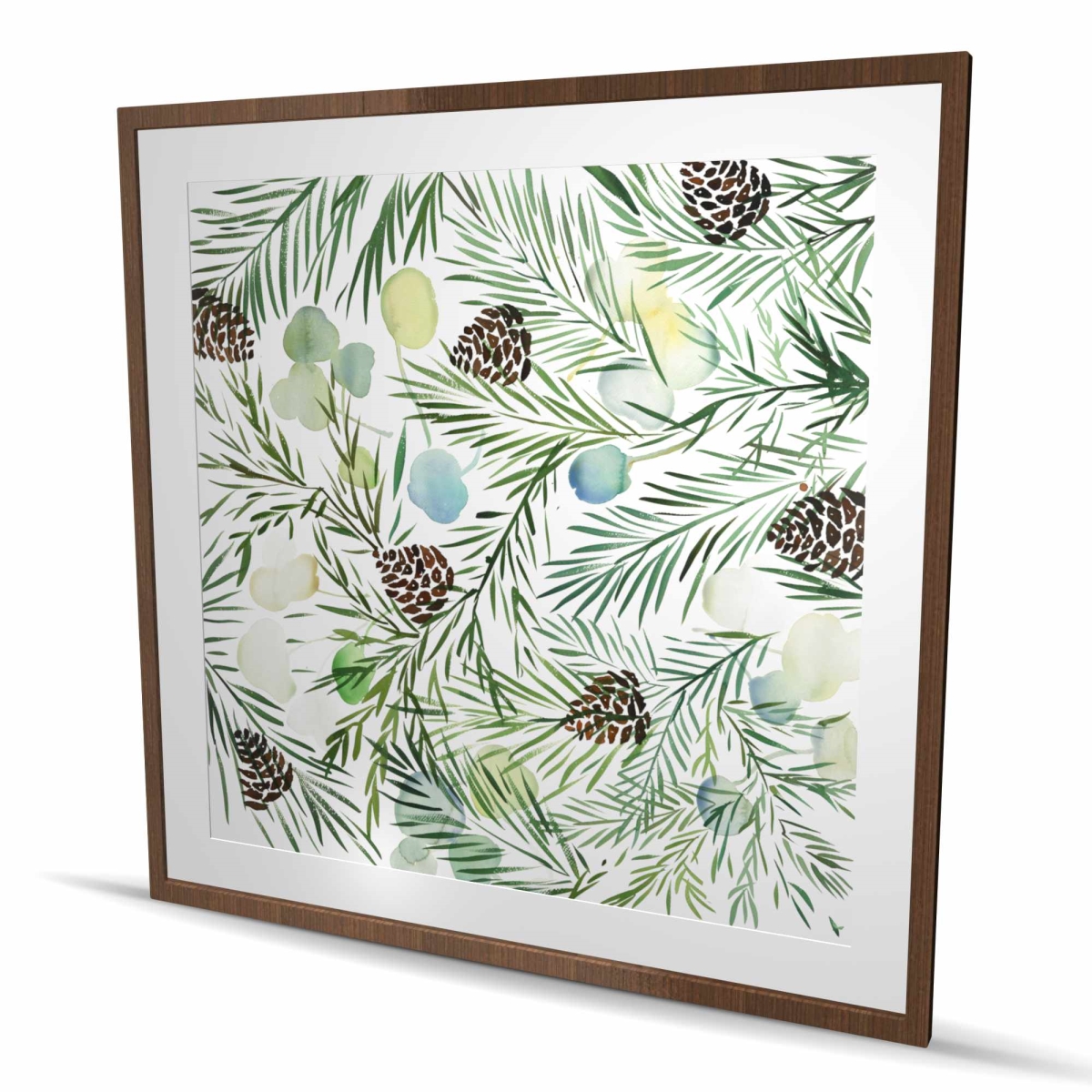C1FM4848JCPN3H 48 x 48 in. Pine Cone Pattern - White Botanical Framed Matted Print