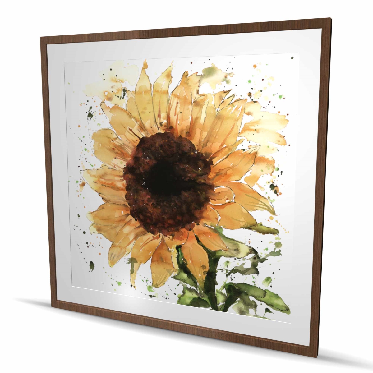 C1FM4848IJ3UVS 48 x 48 in. Big Sunflower - Yellow Framed Matted Print for Home Decor