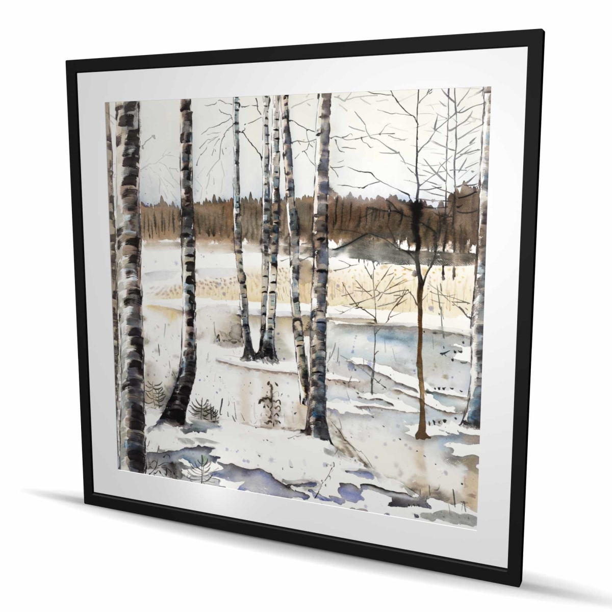 C1FM4848SCTT8A 48 x 48 in. Winter Swamp - Rustic Framed Matted Print for Home Decor