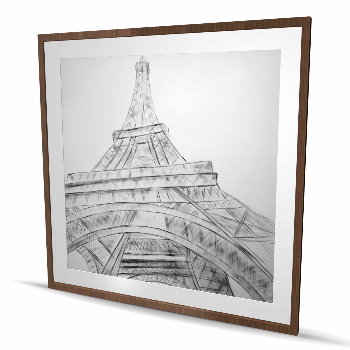 C1FM4848SZ3QDZ 48 x 48 in. Eiffel Tower Sketch Black & White - Framed Monochrome Print