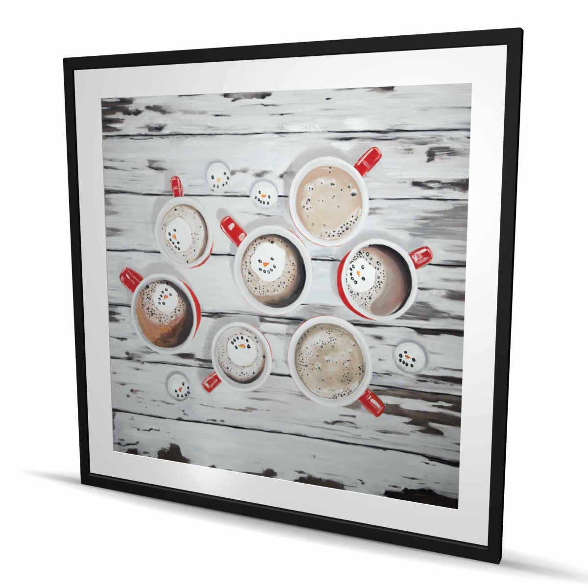 C1FM4848T47RHB 48 x 48 in. Holiday Hot Chocolate - Rustic White Framed Matted Print