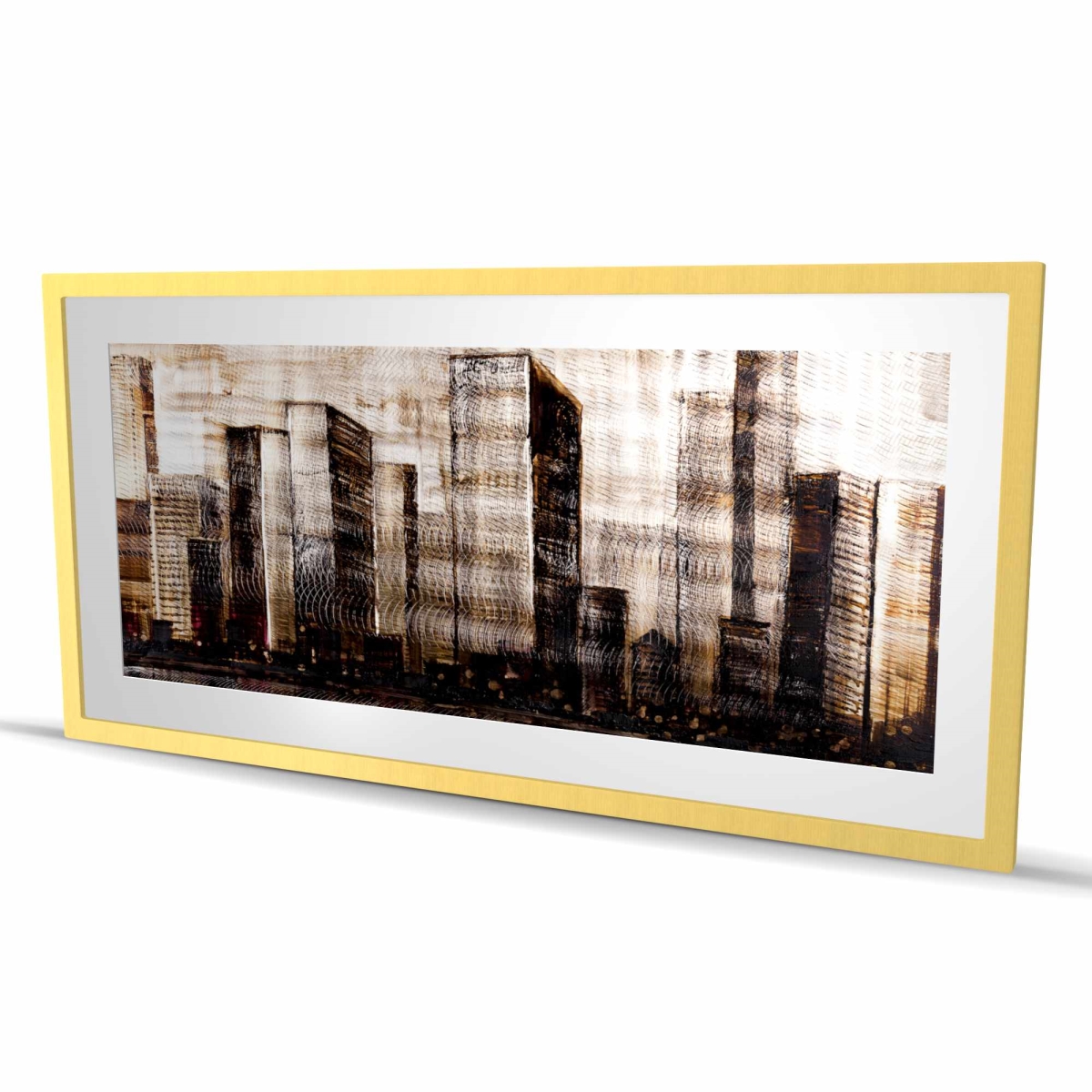 C1FM24484A92BU 24 x 48 in. Sketch of the City - Framed Matted Print for Home Decor