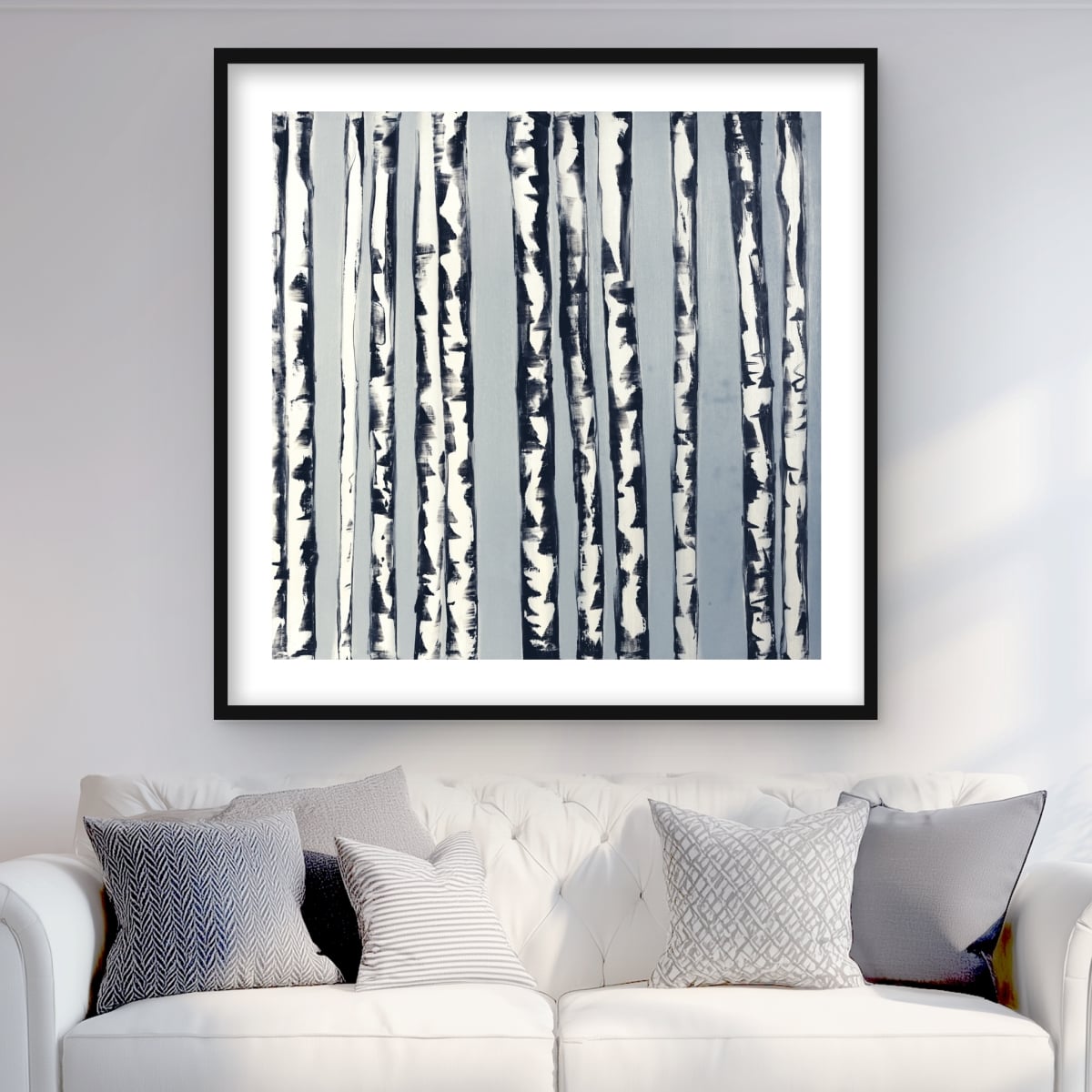 C1FM3636BPF6B6 36 x 36 in. Small Birch Trees - Framed Matted Print for Home Decor