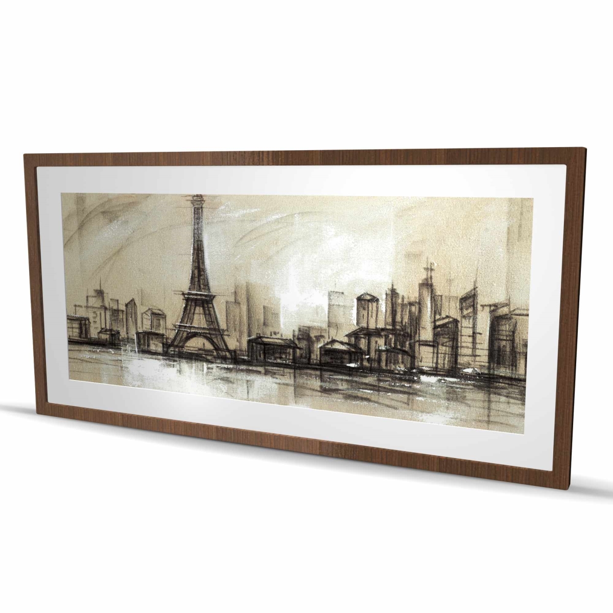 C1FM2448LE15IQ 24 x 48 in. Eiffel Tower Sketch - Framed Matted Print for Home Decor