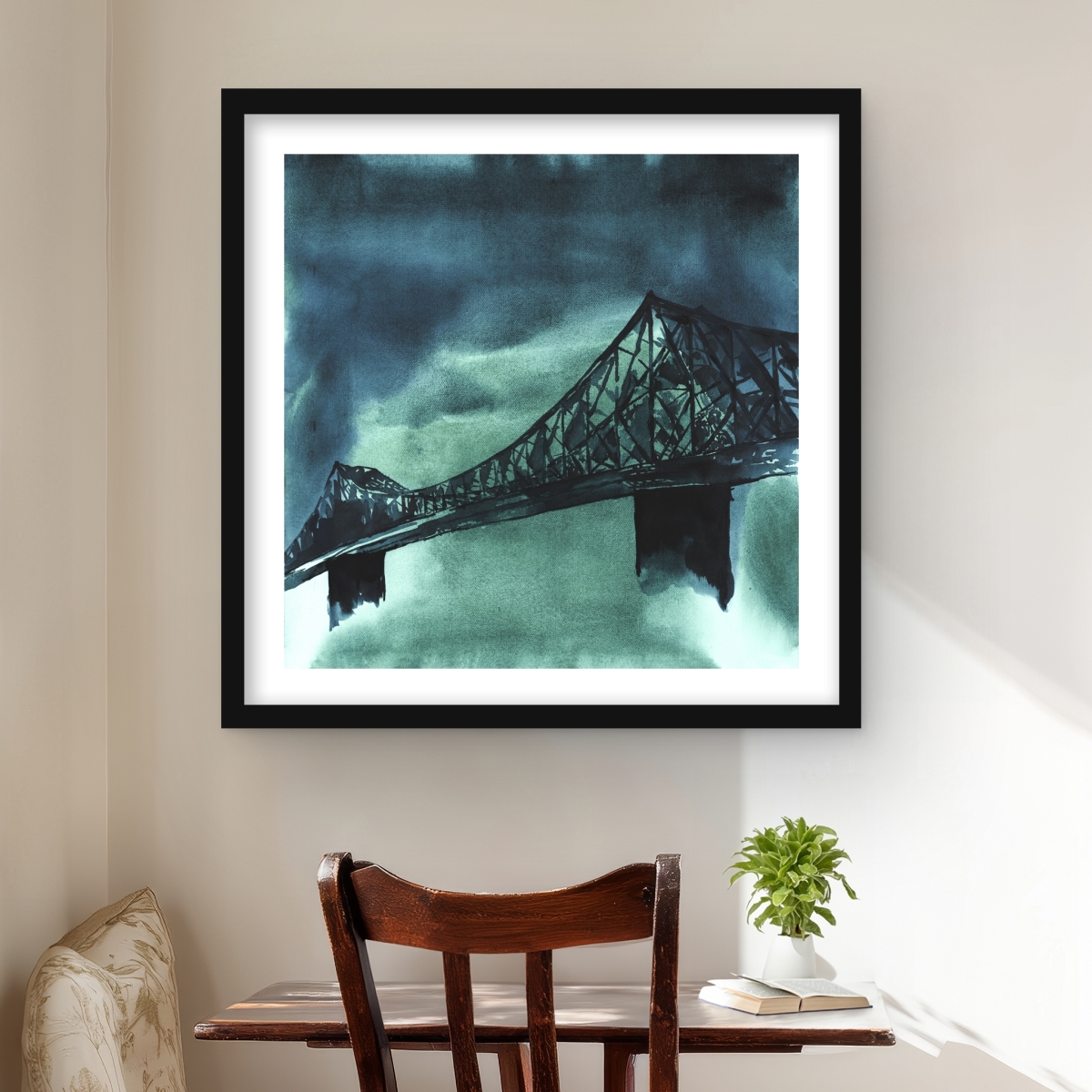 C1FM2424YTHROA 24 x 24 in. Montreal Jacques-Cartier Bridge Framed Matted Print - Decor
