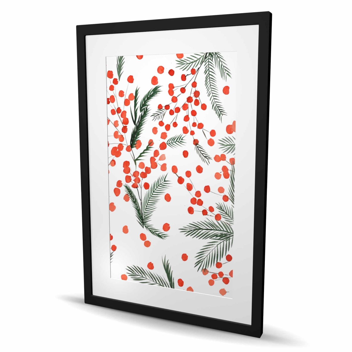 C1FM2436L8R133 24 x 36 in. Mistletoe Leaf Pattern Framed Print - Living Room Decor