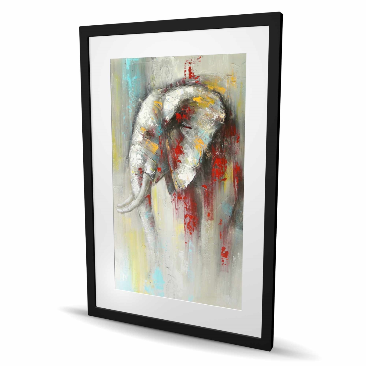 C1FM2436L9DBA2 24 x 36 in. Abstract Paint Splash Elephant - Framed Bedroom Print Decor