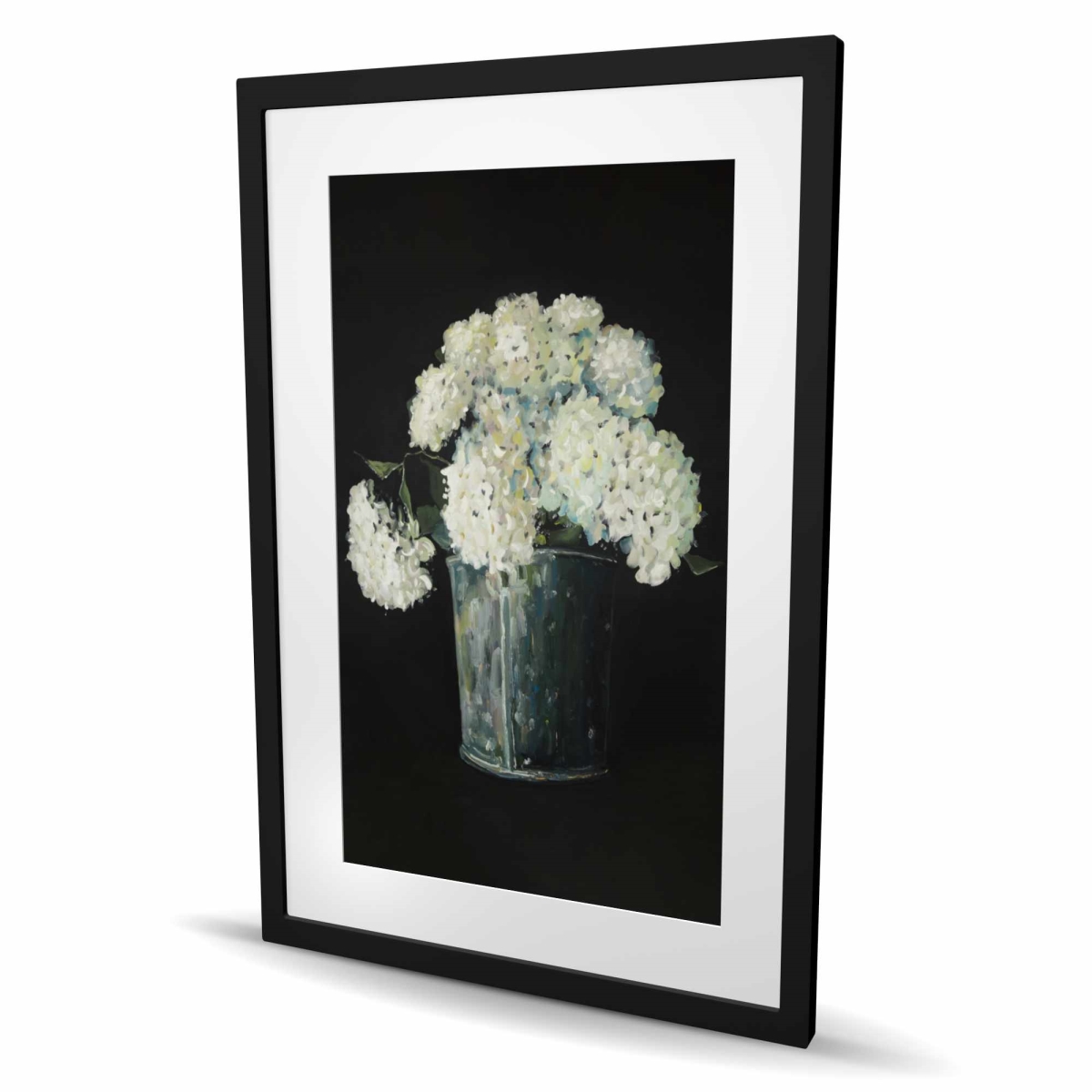 C1FM2436RGITJF 24 x 36 in. White Hydrangea Flowers Print - Black Framed Home Decor