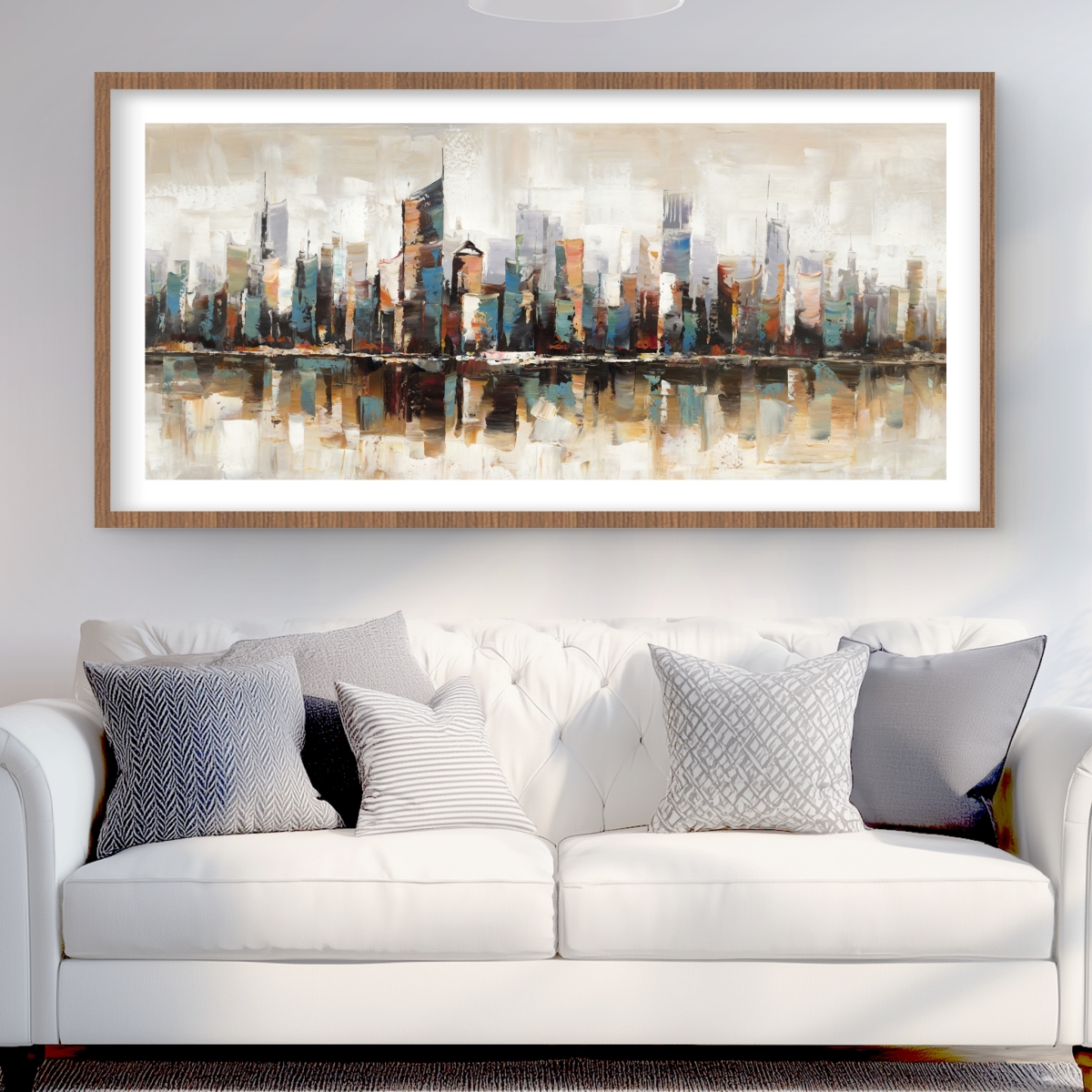 C1FM2448P7PX8D 24 x 48 in. Abstract Buildings with Textures - Office Beige Framed Print
