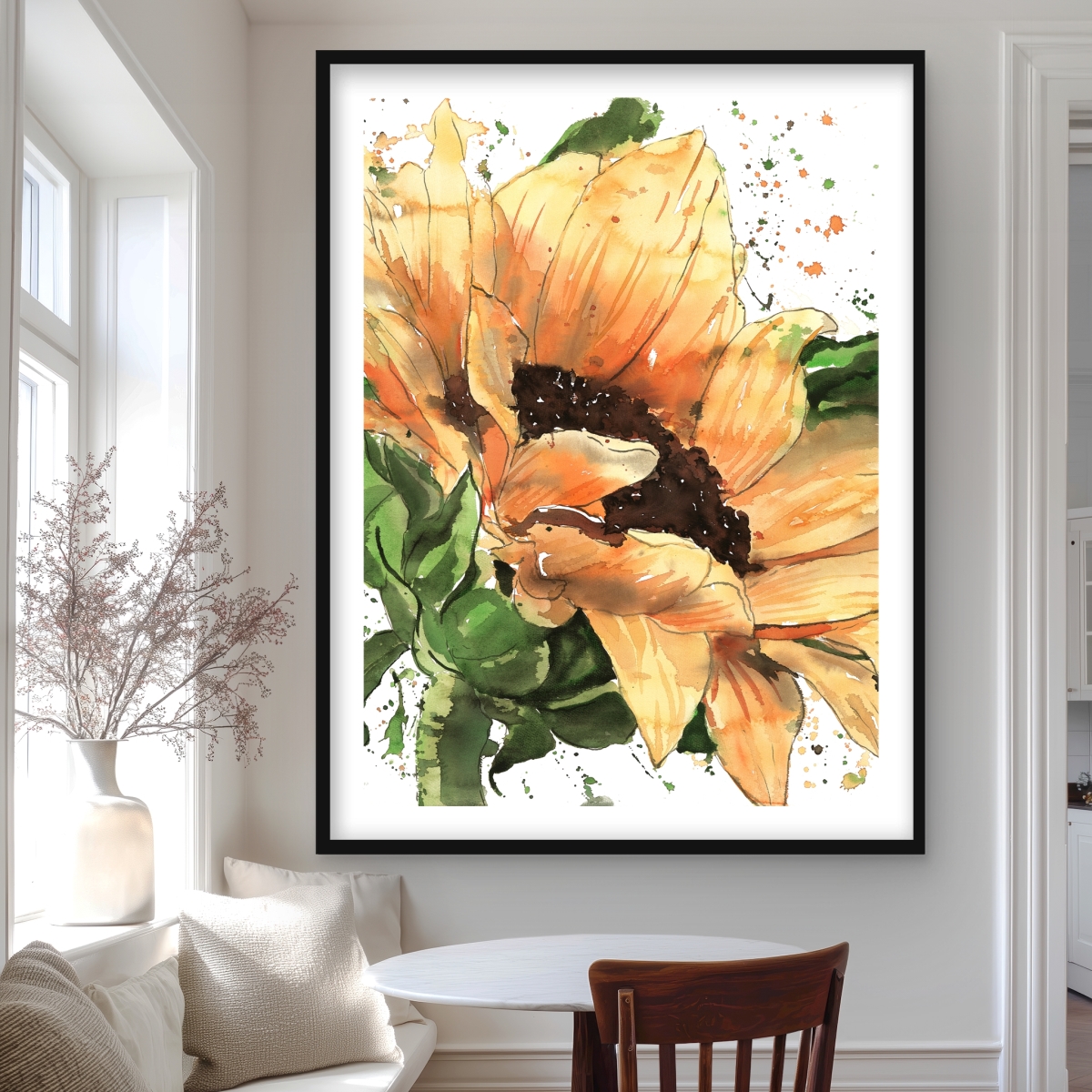 C1FM3648EPOPRN 36 x 48 in. Sunflower in Bloom - Yellow Rustic Framed Matted Print Decor