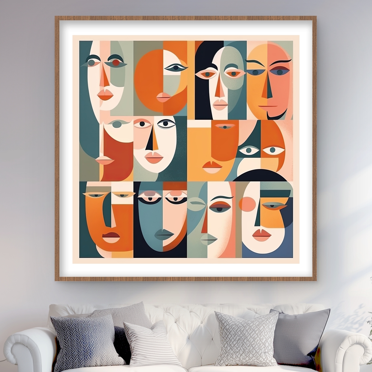 C1FM48484GSYYJ 48 x 48 in. Judgmental Gaze - Pattern Illustrative Framed Matted Print