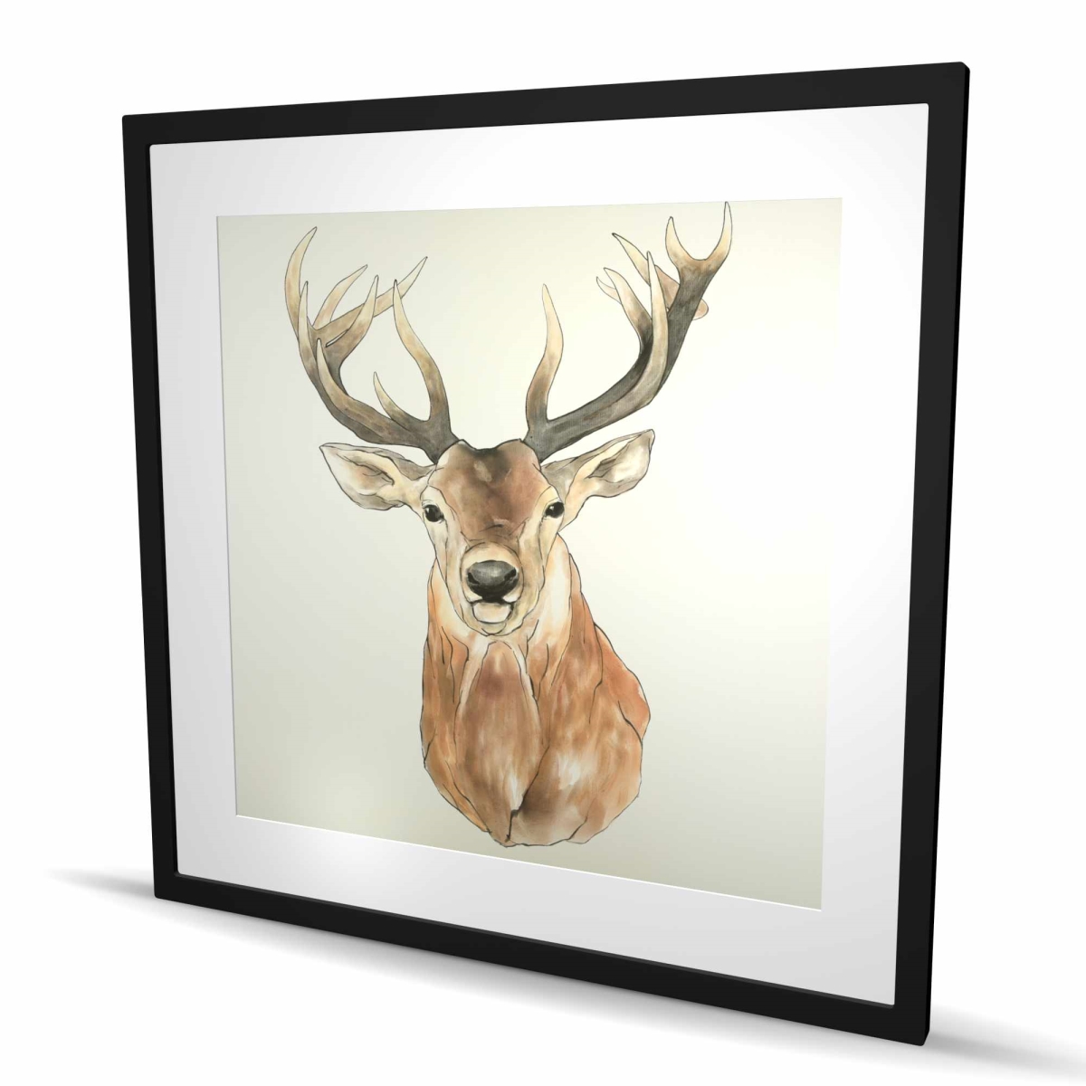 C1FM363630V6BU 36 x 36 in. Front Deer Portrait - Rustic Wildlife Framed Print for Decor
