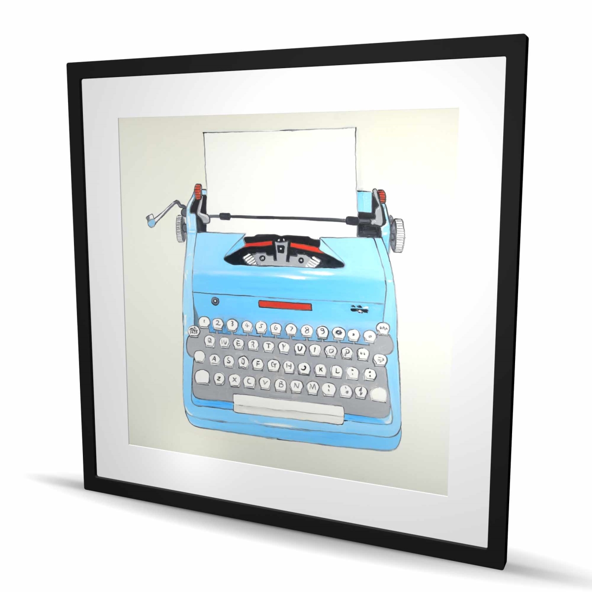 C1FM3636G1RR3M 36 x 36 in. Blue Typewriter Machine Print - Framed Matted Home Decor