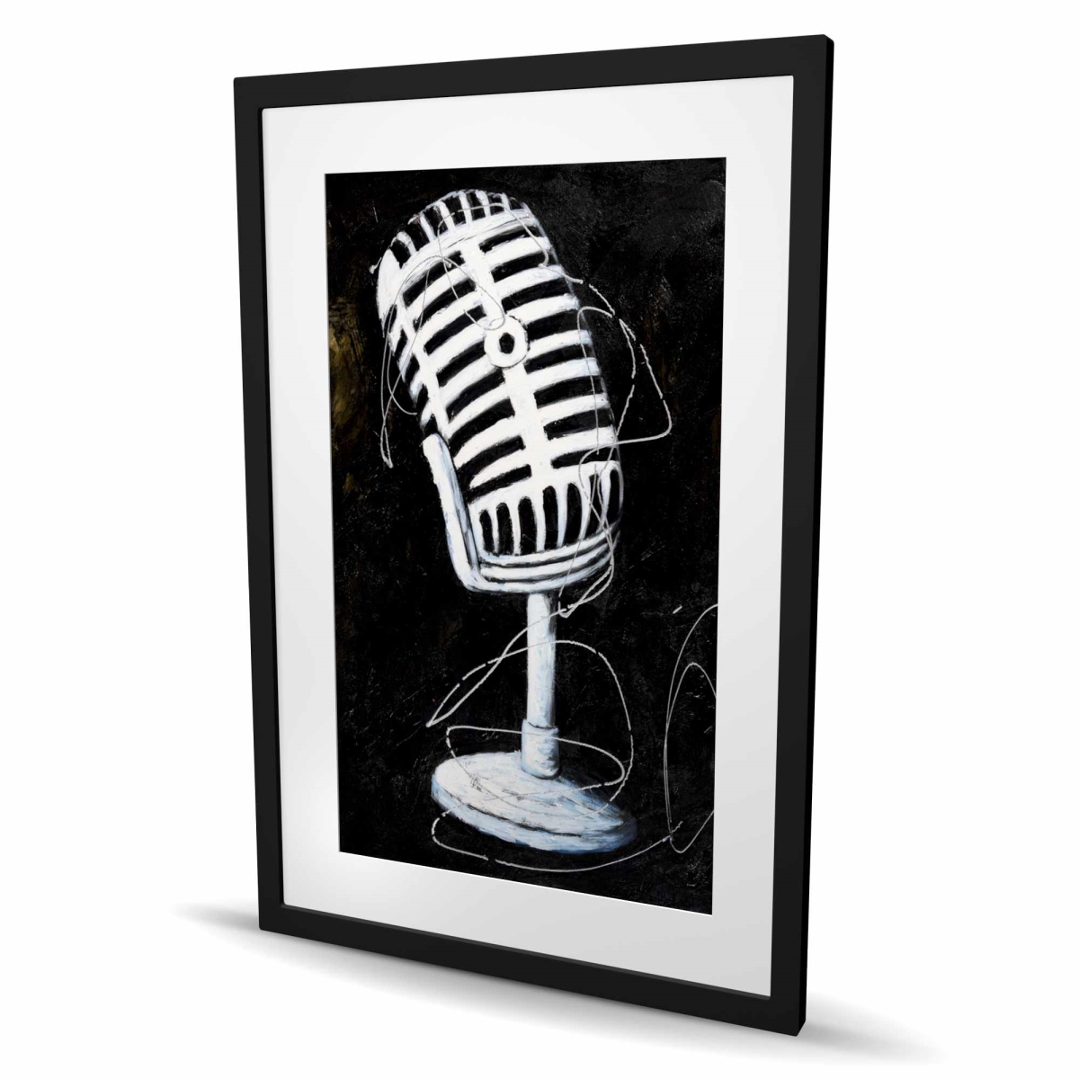 C1FM24362VJHNA 24 x 36 in. Microphone - White Framed Matted Print for Home Decor
