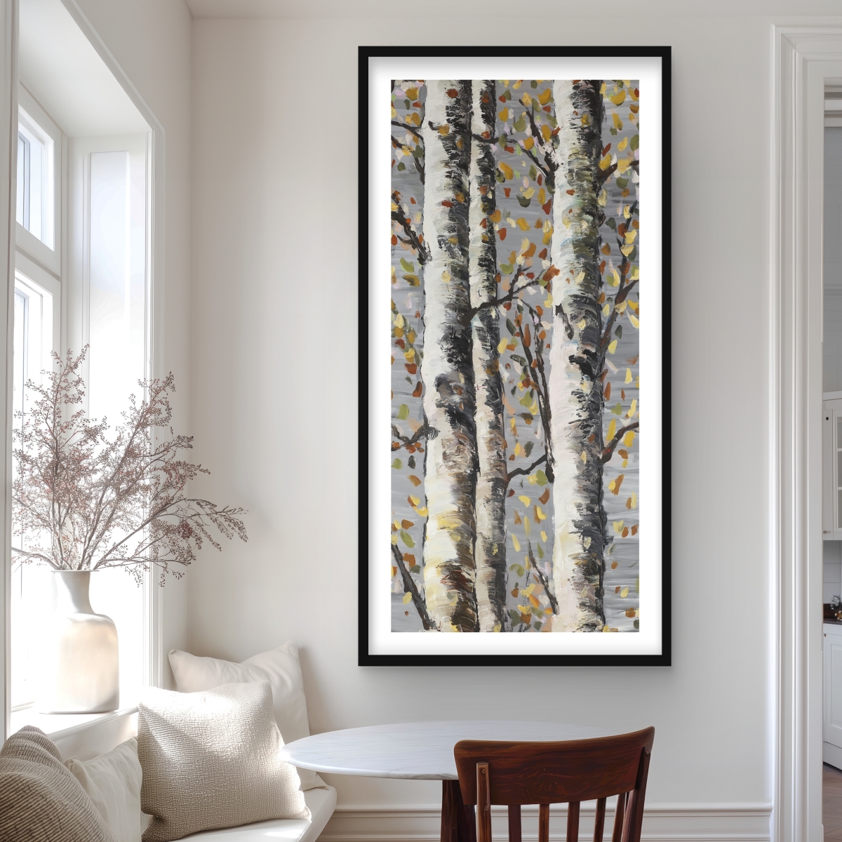 C1FM24488CPPOV 24 x 48 in. Blossoming Birches - Black Framed Matted Print - Home Decor