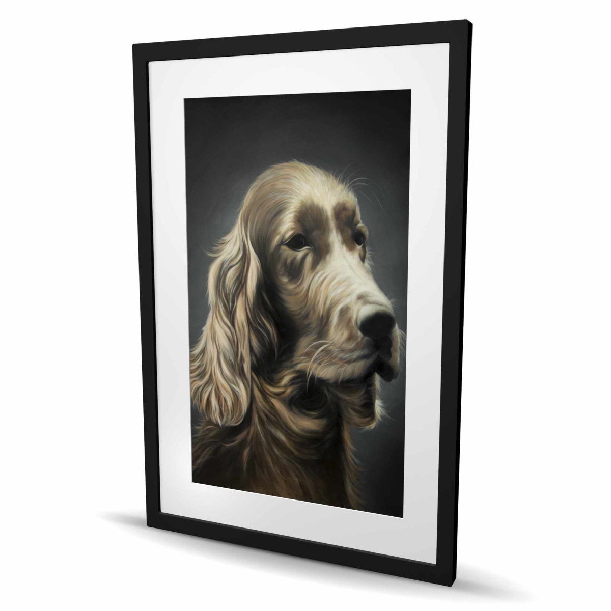 C1FM24367WLVDI 24 x 36 in. Field Spaniel Dog Hyperrealist Framed Matted Print - Decor