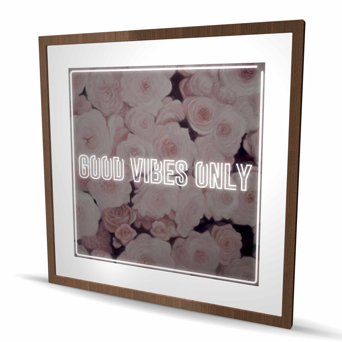 C1FM3636LS4YBF 36 x 36 in. Good Vibes Only - Roses - Motivational Wall Art Print
