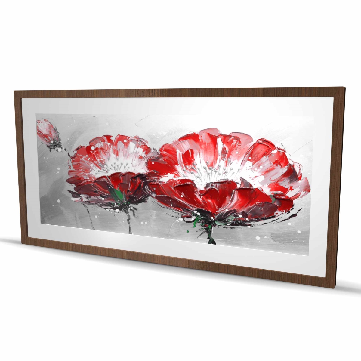 C1FM2448FPC2KI 24 x 48 in. Two Wild Flowers on Gray Background - Romantic Framed Print