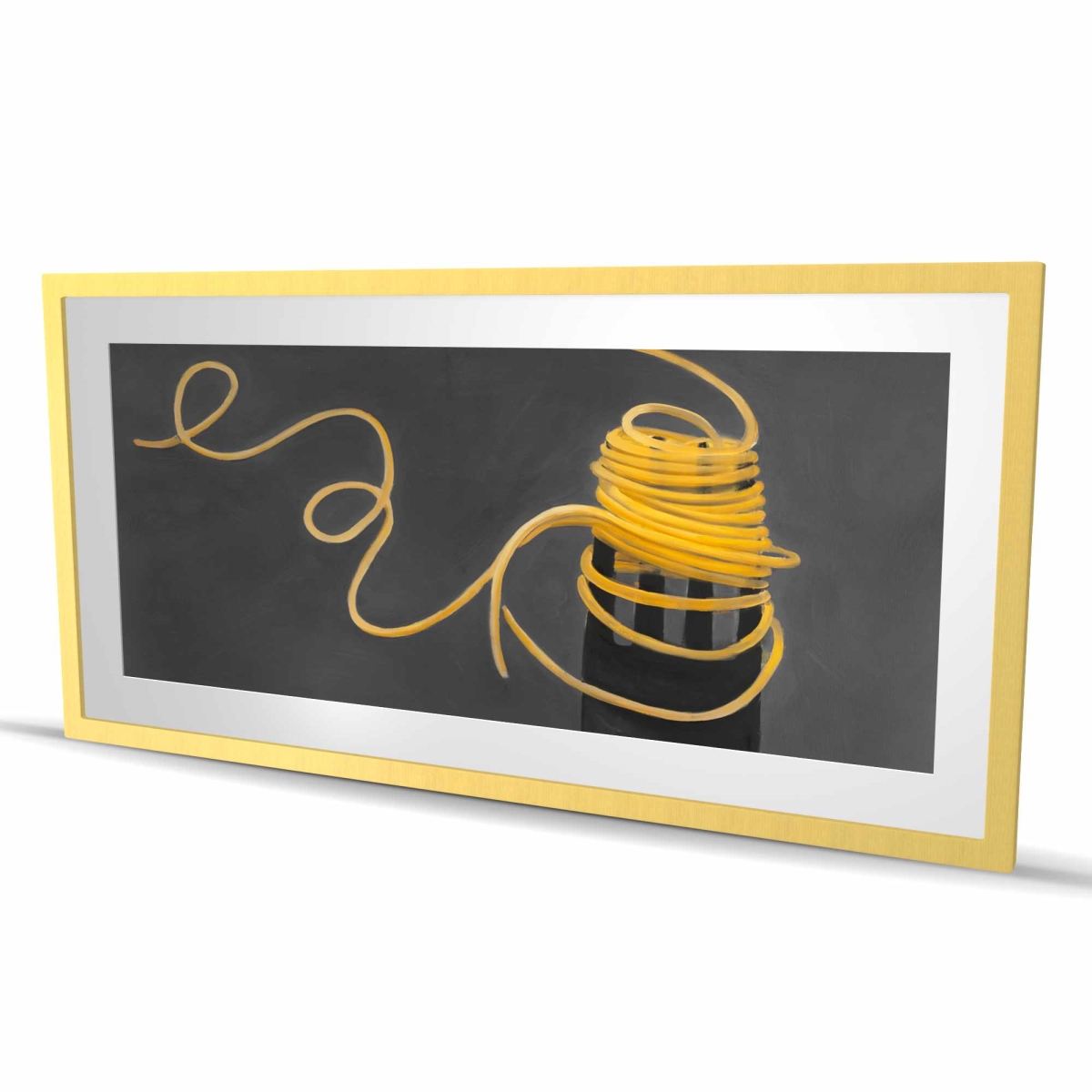 C1FM24486Z17OK 24 x 48 in. Spaghetti Pasta Around A Fork - Black Framed Print for Decor