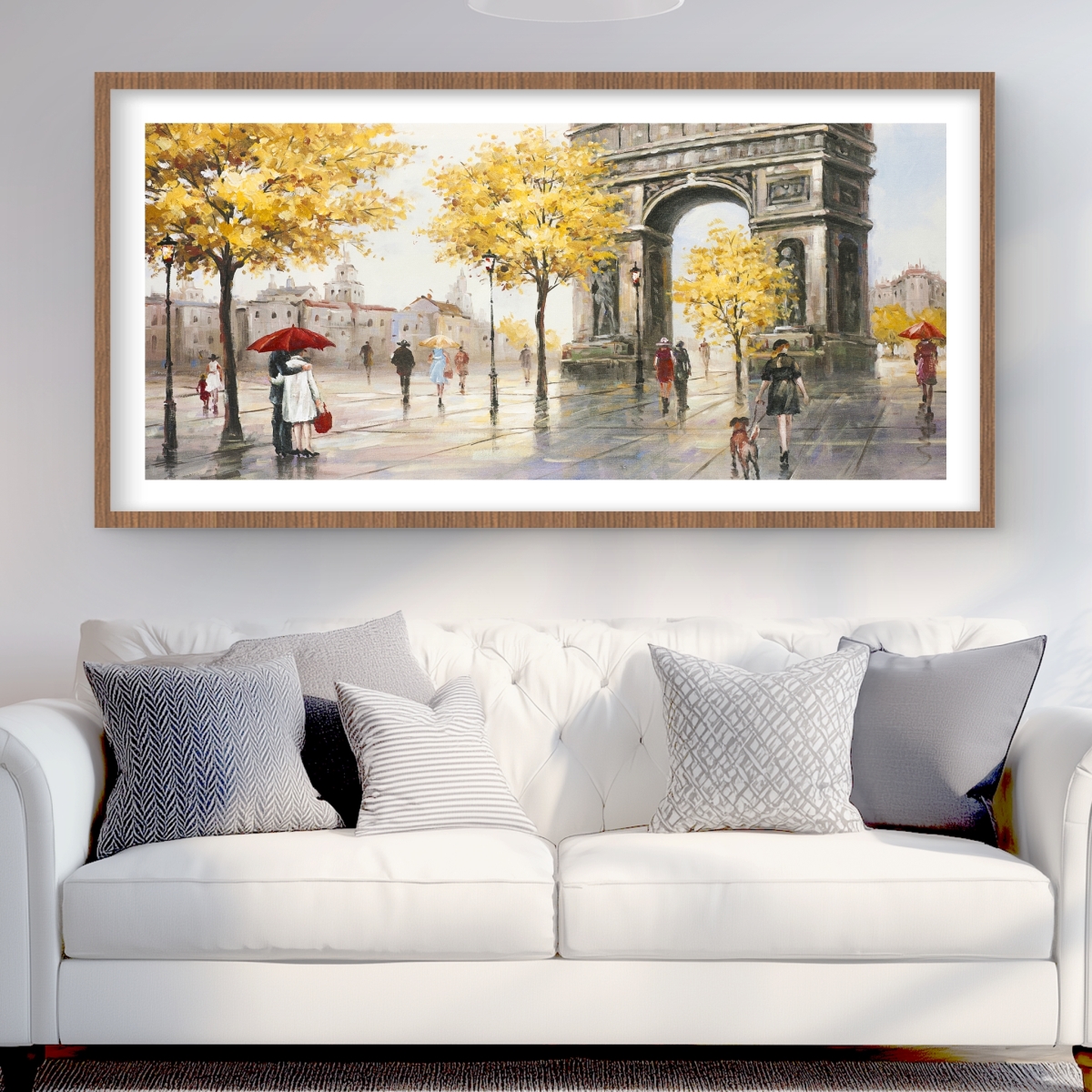 C1FM2448788429 24 x 48 in. Arc De Triomphe to Paris - Modern Framed Matted Print Decor