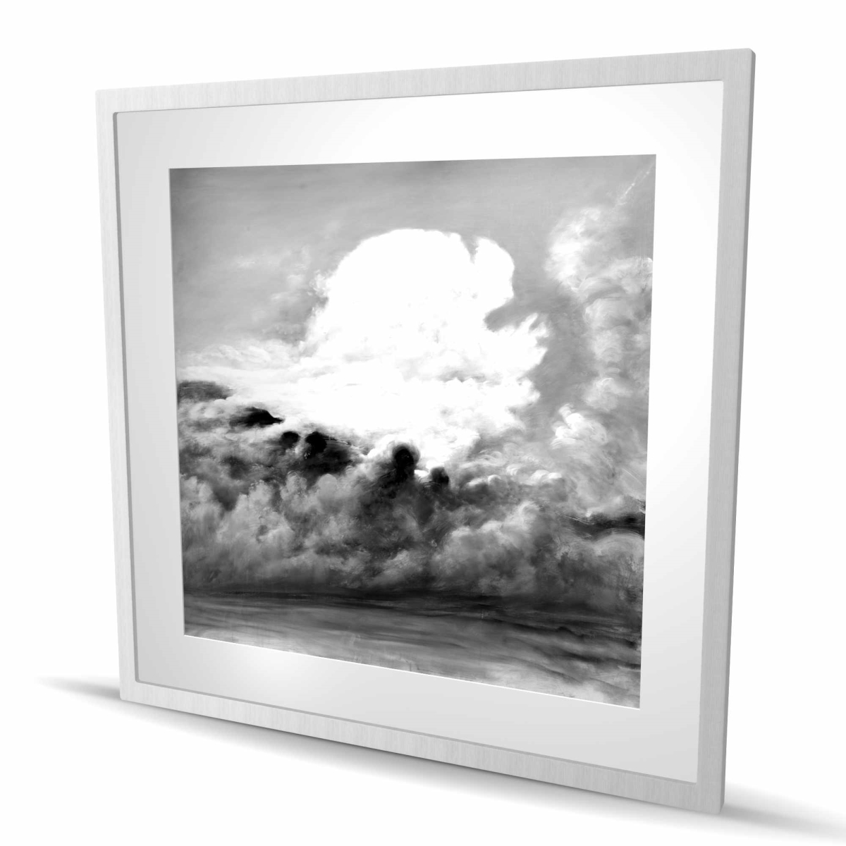 C1FM36365V1648 36 x 36 in. Clouds - Mountains Gray Framed Matted Print for Home Decor
