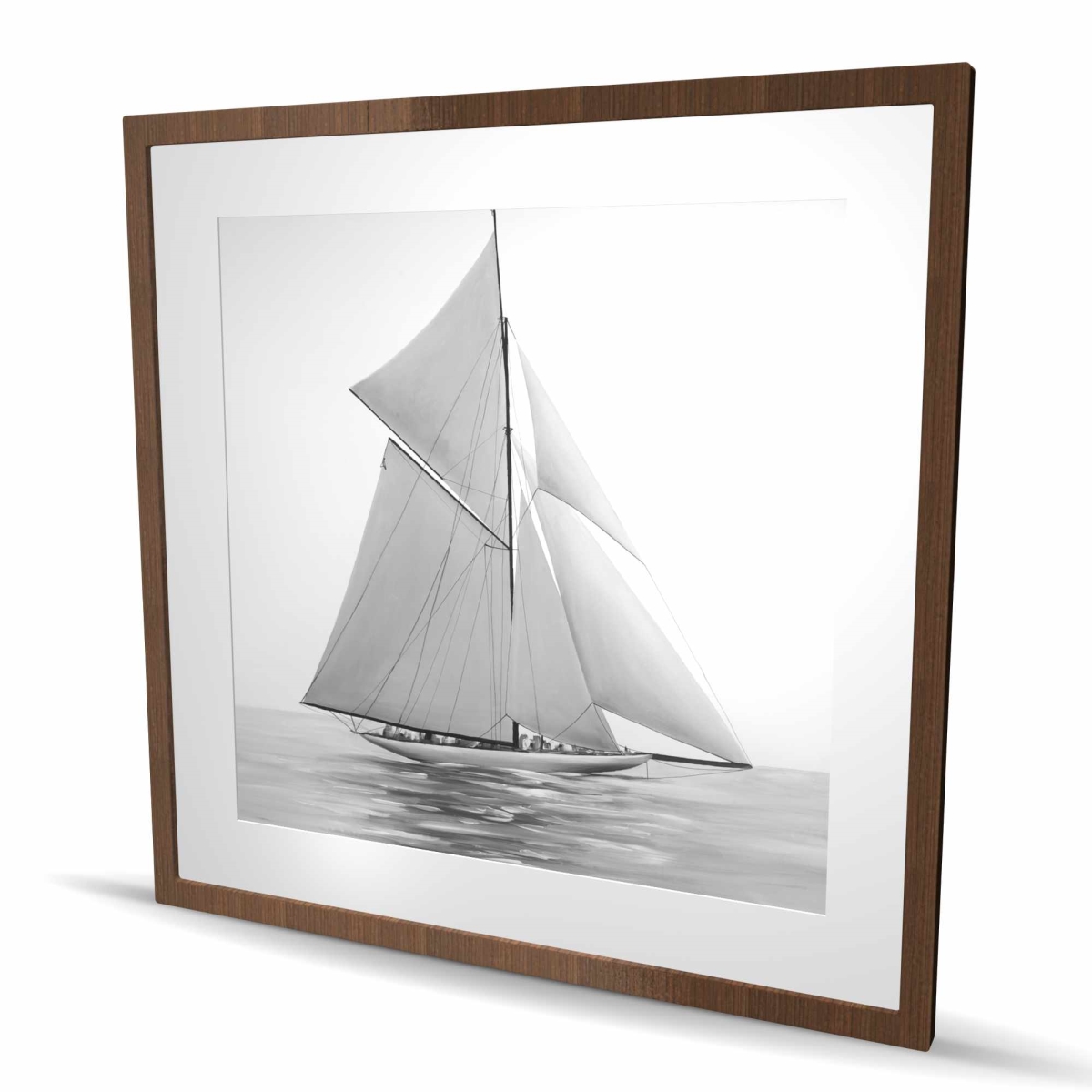 C1FM3636AO3XEJ 36 x 36 in. Sailing Ship Framed Matted Print - Hyperrealist Home Decor