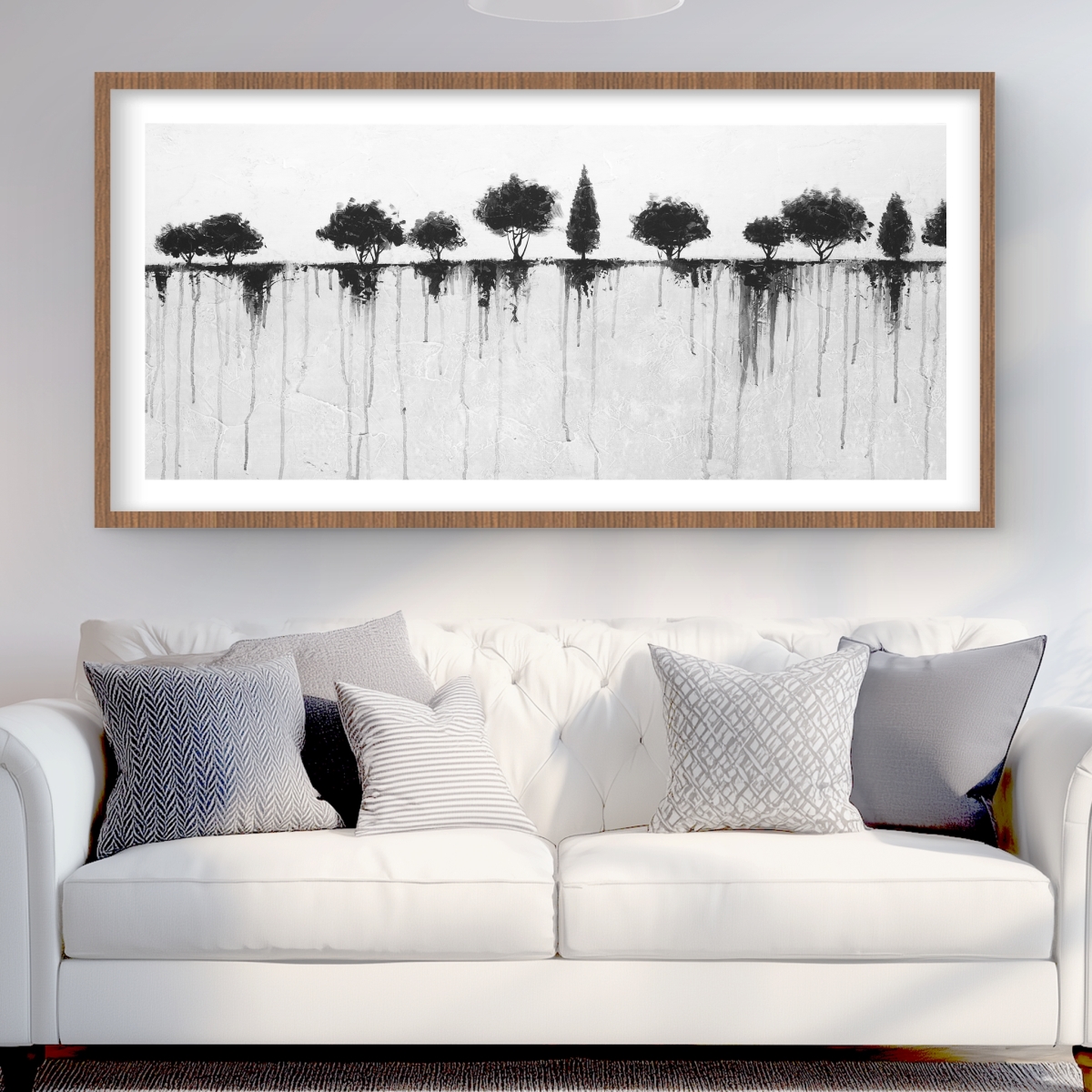 C1FM2448T5CCP2 24 x 48 in. Abstract Black Trees - Framed Matted Print for Home Decor