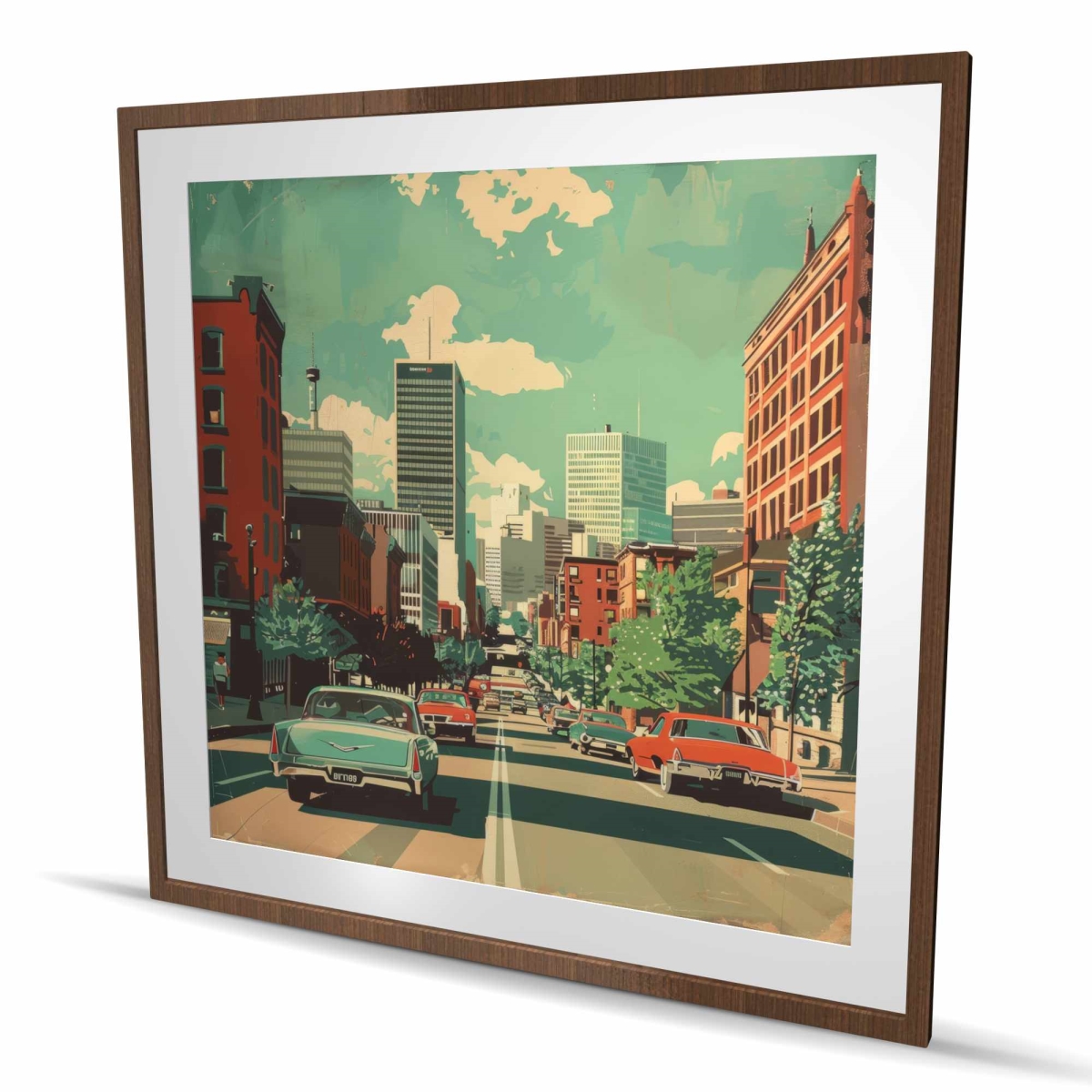 C1FM4848X9DTDQ 48 x 48 in. On Route - Orange Framed Matted Print for Home Decor