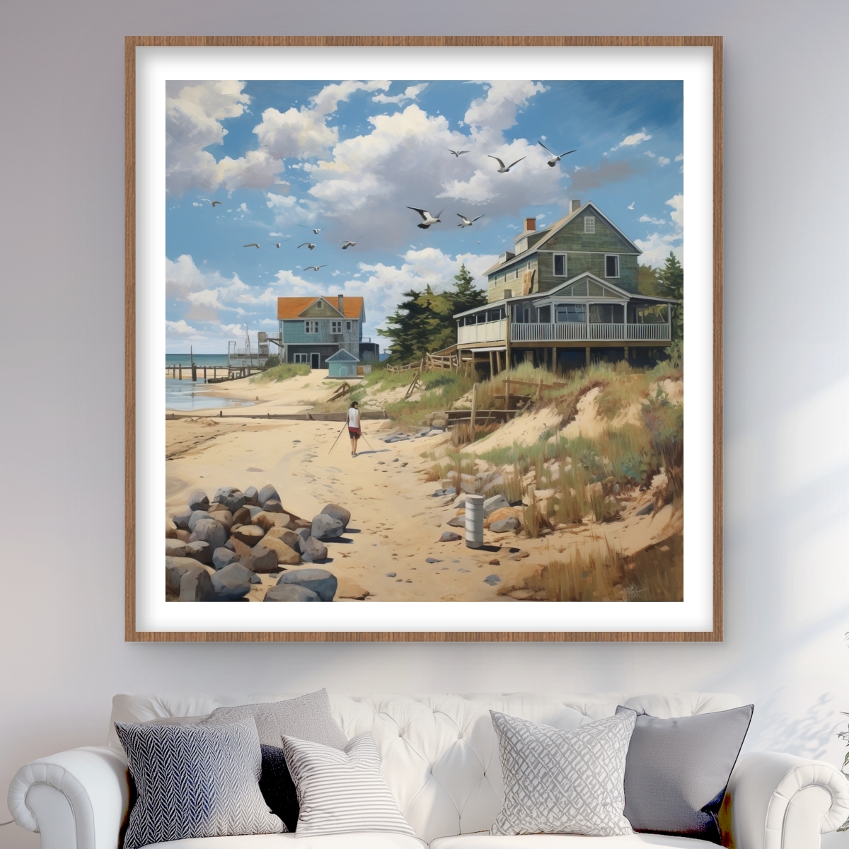 C1FM4848YDS6VG 48 x 48 in. Beach Walk - Coastal Framed Matted Print for Home Decor