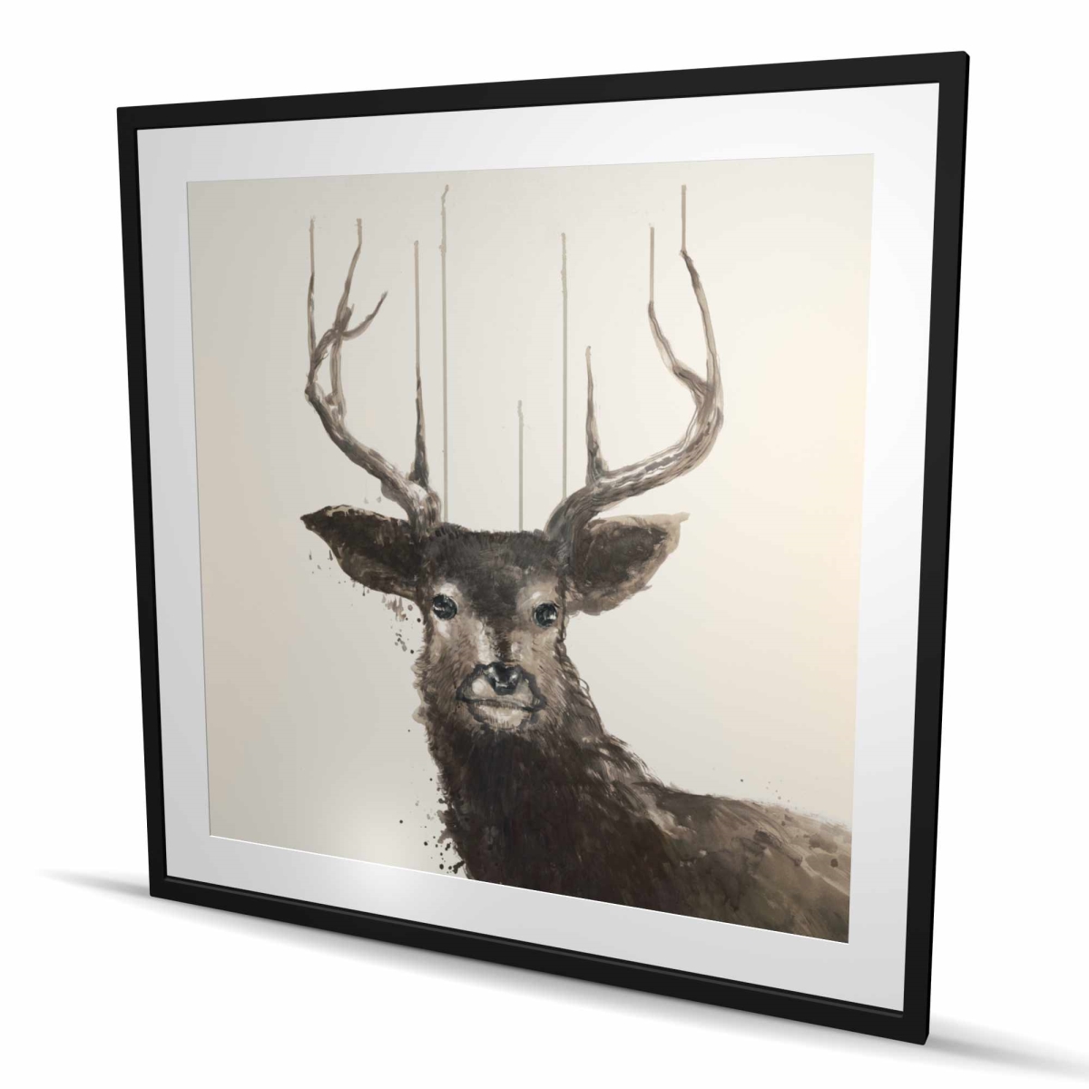 C1FM48486XW538 48 x 48 in. Abstract Deer - Rustic Framed Matted Print for Home Decor