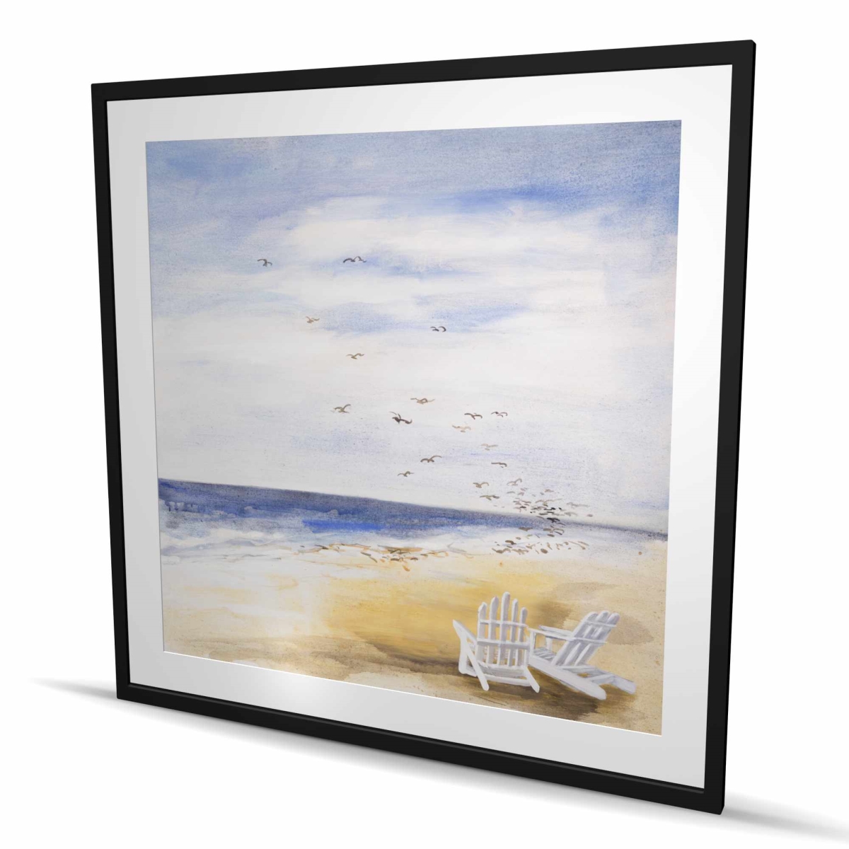 C1FM4848IFZ9DD 48 x 48 in. Day At the Beach - Travel & Maps White Framed Matted Print