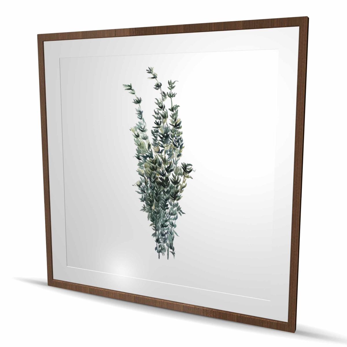 C1FM4848IWY9H2 48 x 48 in. Thyme Leaves Bundle - Kitchen Decor Framed Matted Print
