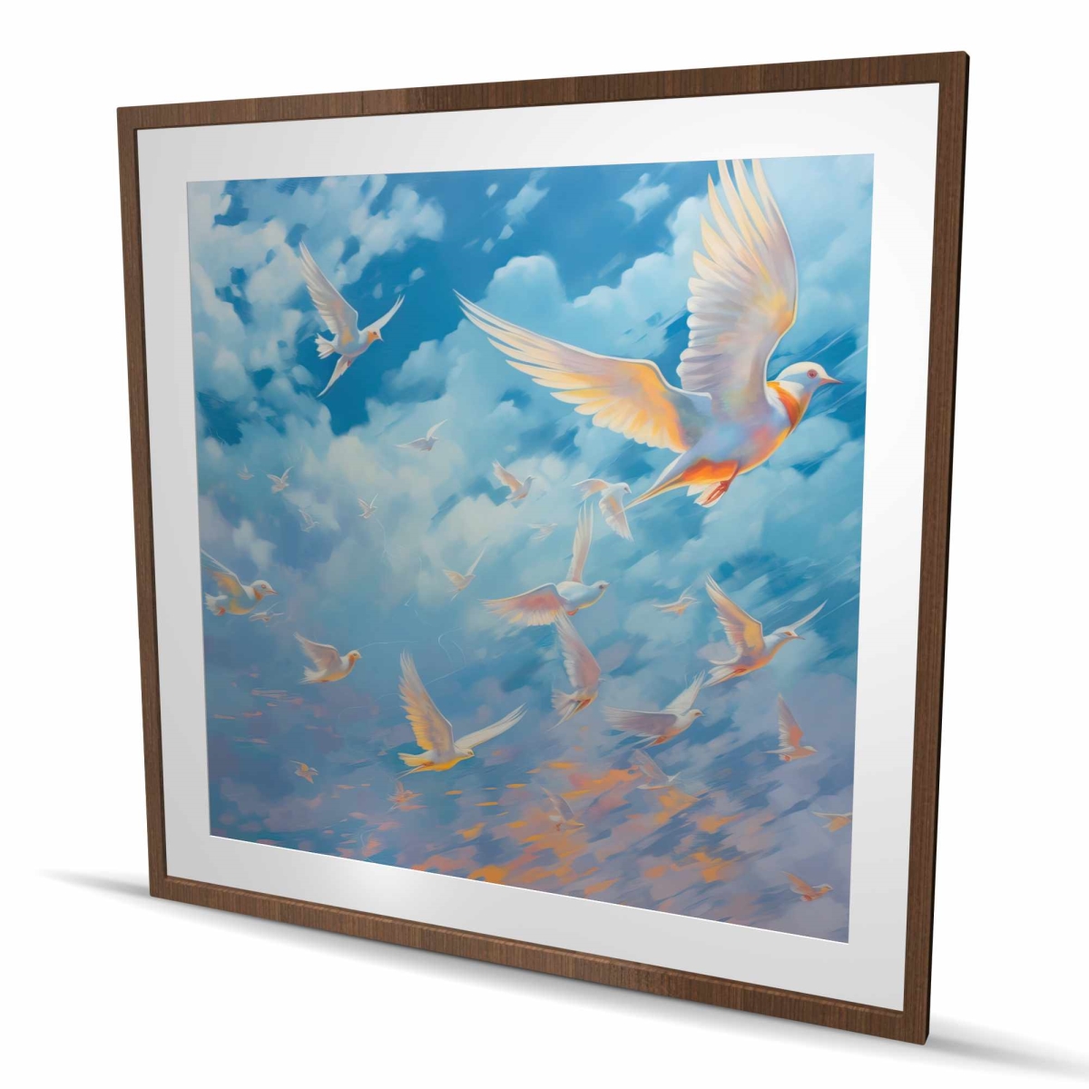 C1FM4848P5JCEF 48 x 48 in. The Flight - Contemporary Animals Framed Matted Print Decor