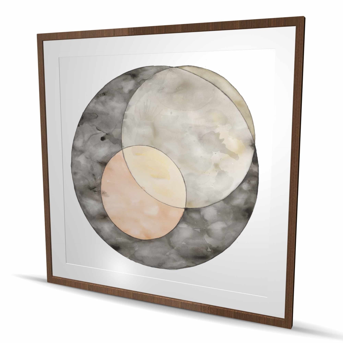 C1FM48486X1RA8 48 x 48 in. Interlocking - Shapes Beige Framed Matted Print - Home Decor