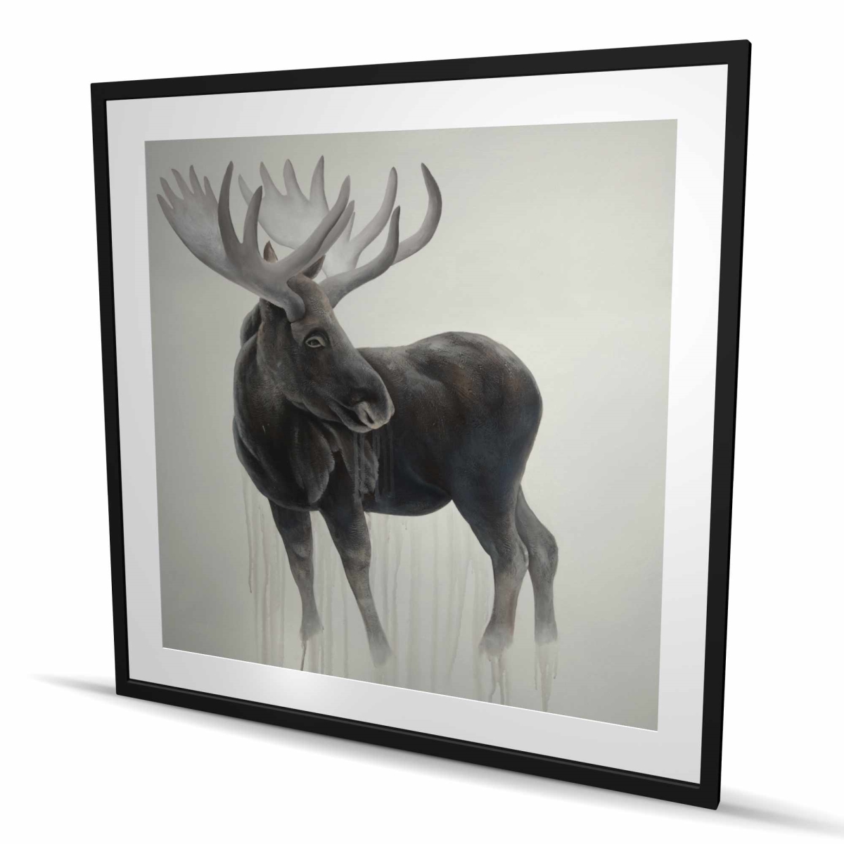 C1FM4848902X6T 48 x 48 in. Bull Moose Rustic Deer Framed Matted Print for Home Decor