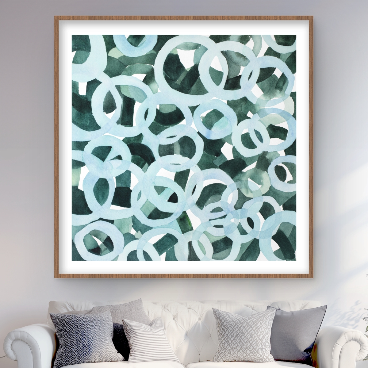 C1FM4848CKF8KI 48 x 48 in. Abstract Circles - Framed Matted Print for Home Decor