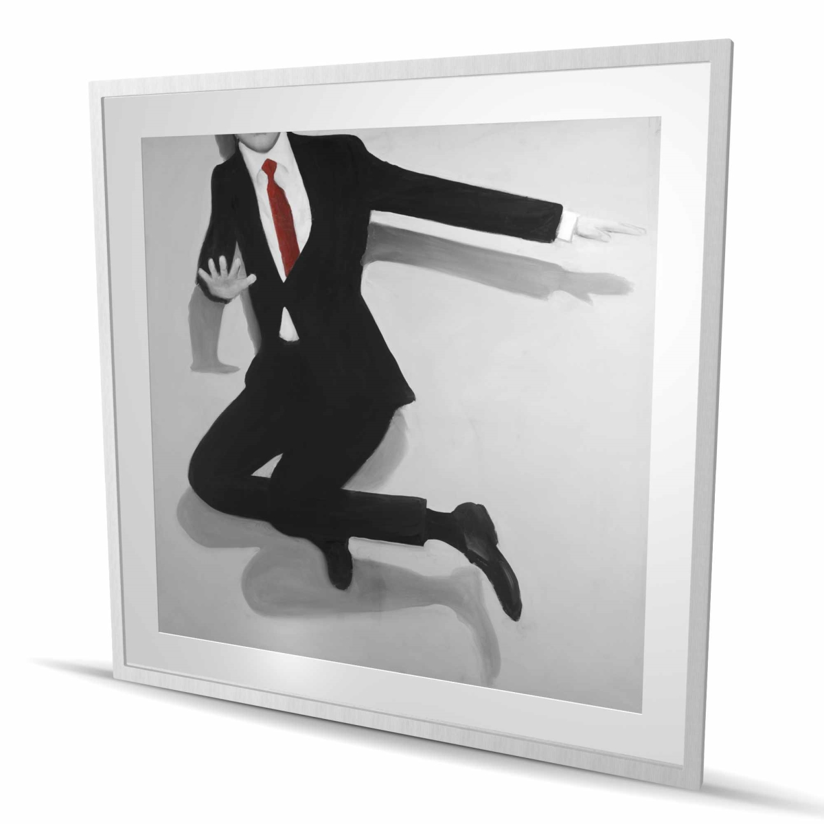 C1FM4848HWH7SZ 48 x 48 in. Classical Jumping Man - Framed Matted Print for Home Decor