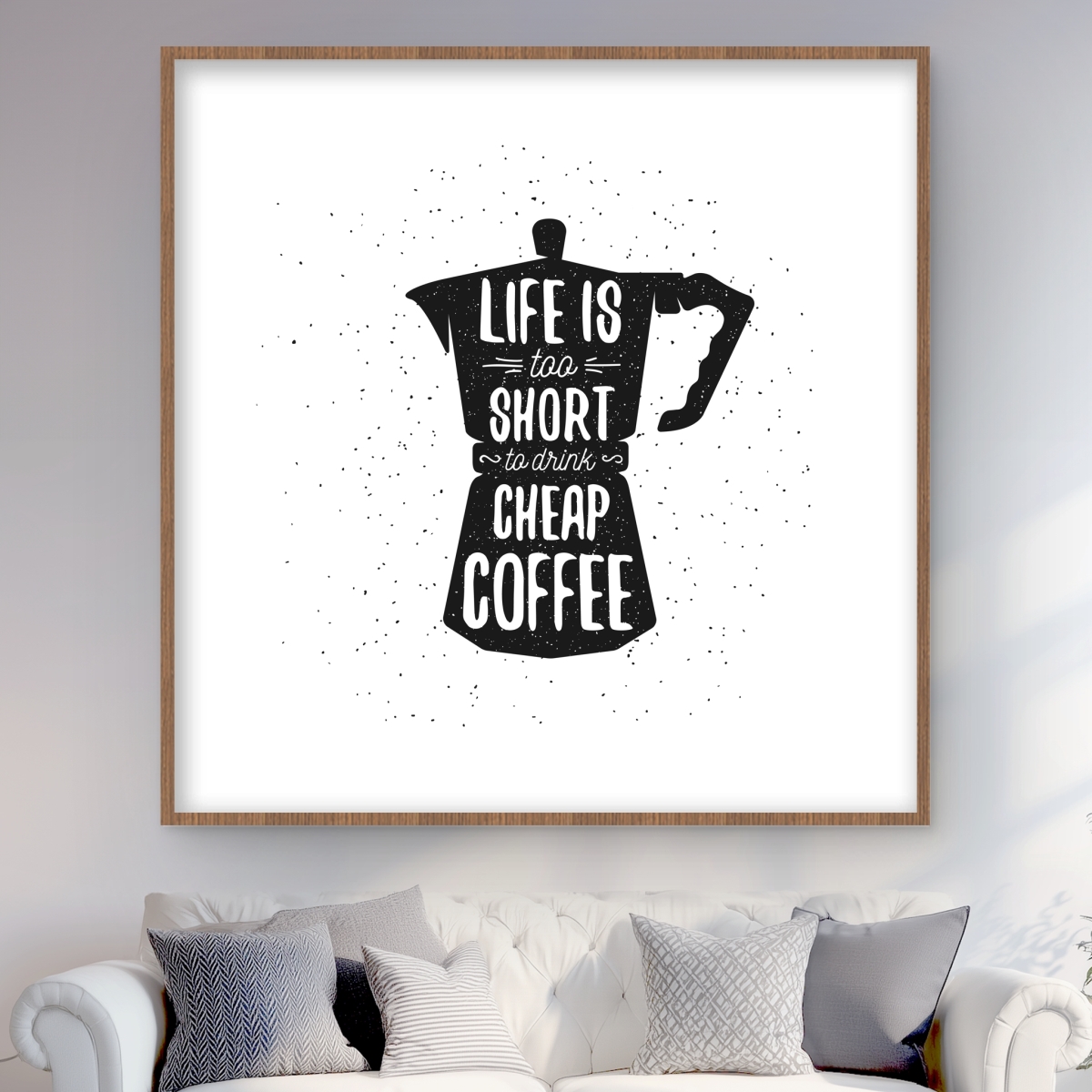 C1FM4848UFGQQF 48 x 48 in. Life & Coffee - Black Kitchen Framed Matted Print Decor